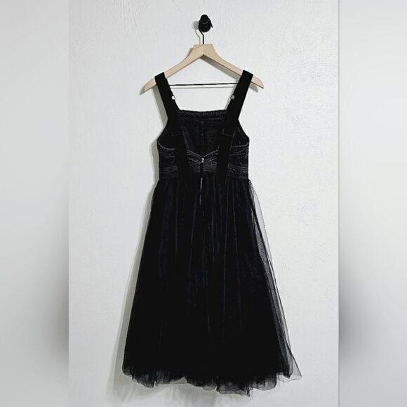 Anthropologie Denim Tulle Midi Dress In Black Size 2 NWT - Picture 8 of 14
